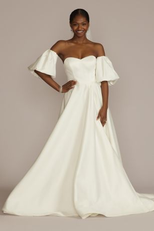 Detachable Satin Puff Sleeves David's Bridal