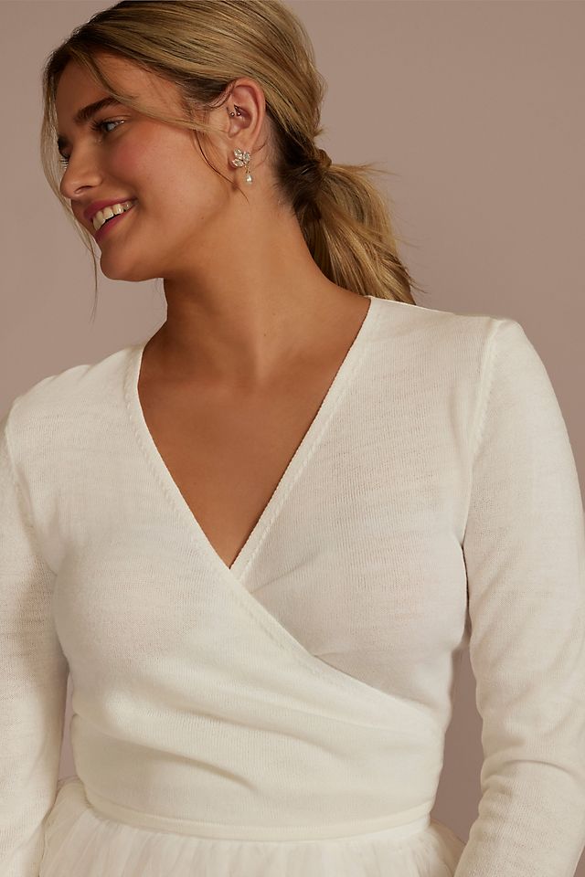Bridal V-Neck Wrap Sweater Image 6