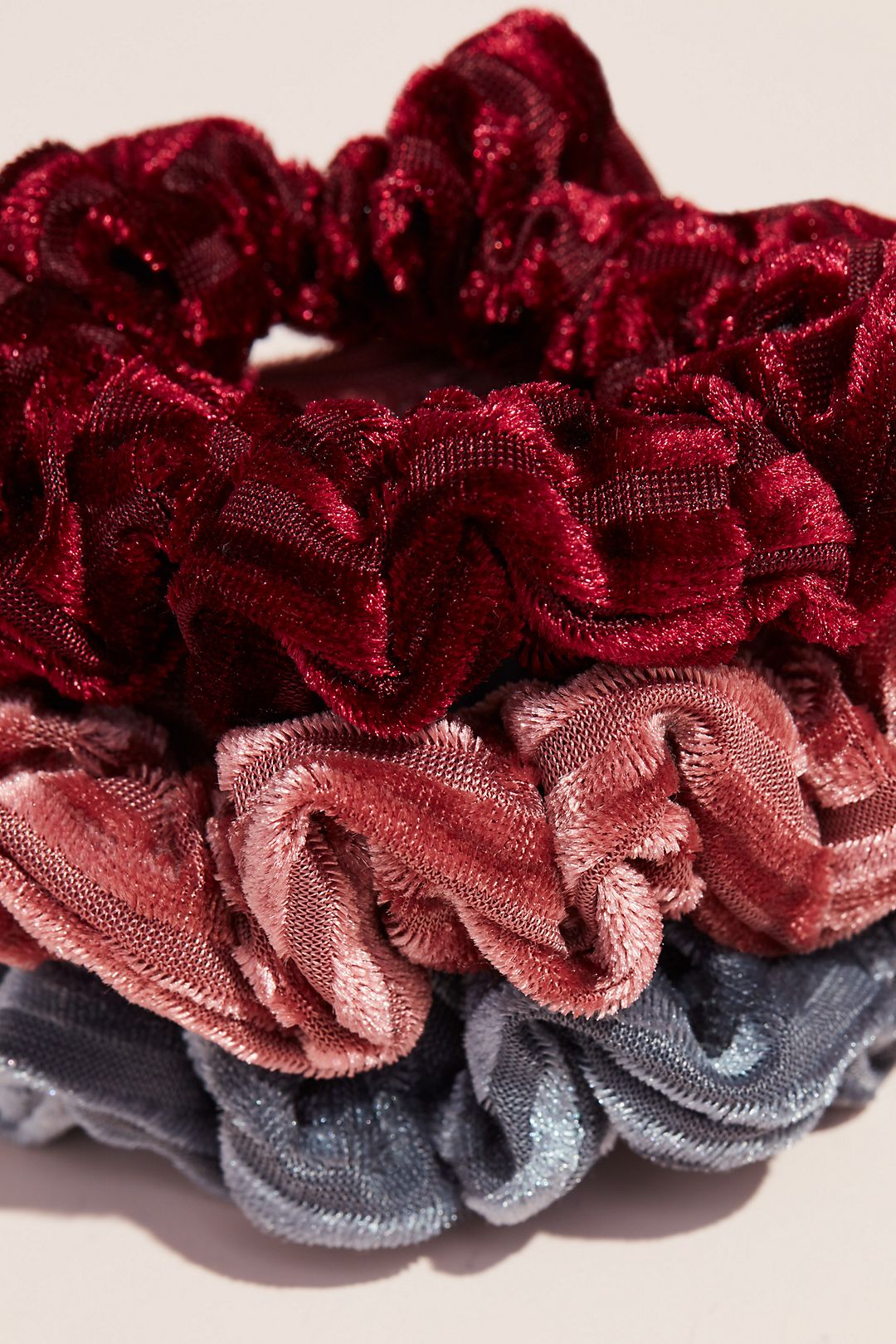 Silk-Blend Crushed Velvet Scrunchies Set Image 3