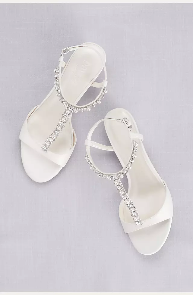 Low Wedge Crystal and Pearl T-Strap Sandals Image 4