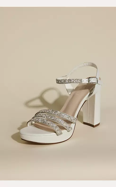 Satin and Crystal Platform Block Heels | David's Bridal