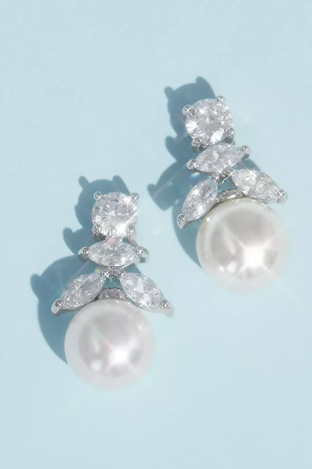 Cubic Zirconia and Pearl Drop Earrings Image