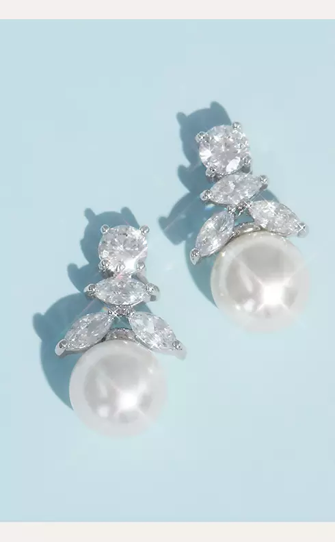 Cubic Zirconia and Pearl Drop Earrings Image 1
