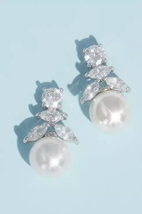 Cubic Zirconia and Pearl Drop Earrings Image 1