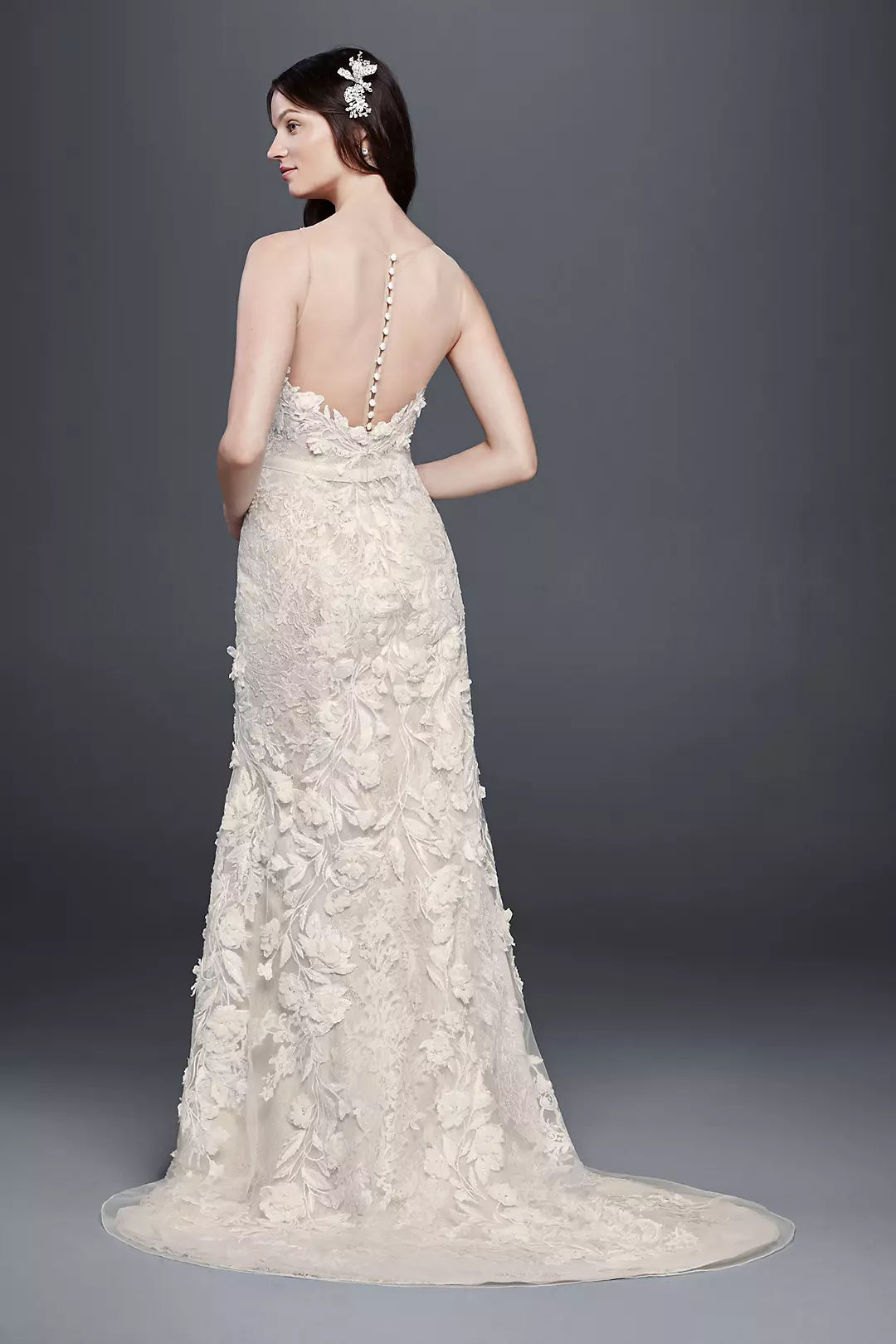 As-Is Tank Sheath Wedding Dress with 3D Flowers Image 2