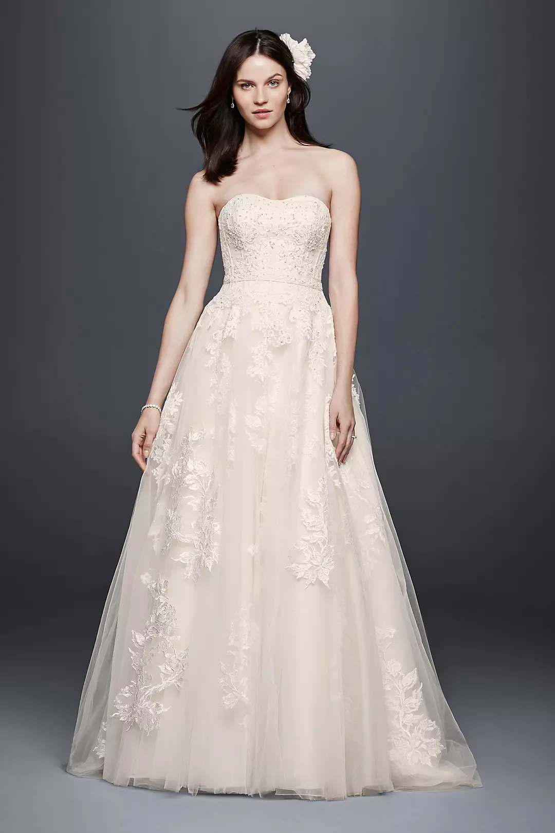 Beaded Sweetheart Tulle Ball Gown Wedding Dress Image