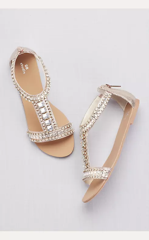 Crystal and Jewel Embellished Flat Sandals | David's Bridal