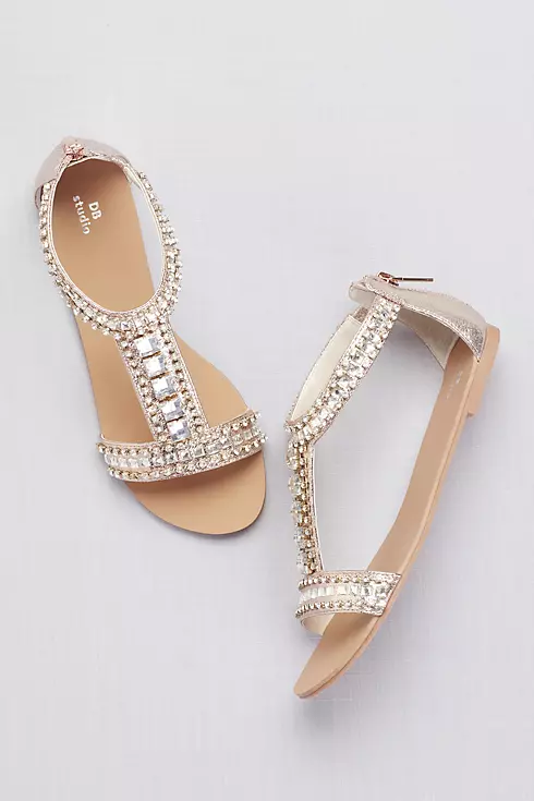 Crystal and Jewel Embellished Flat Sandals Image 4