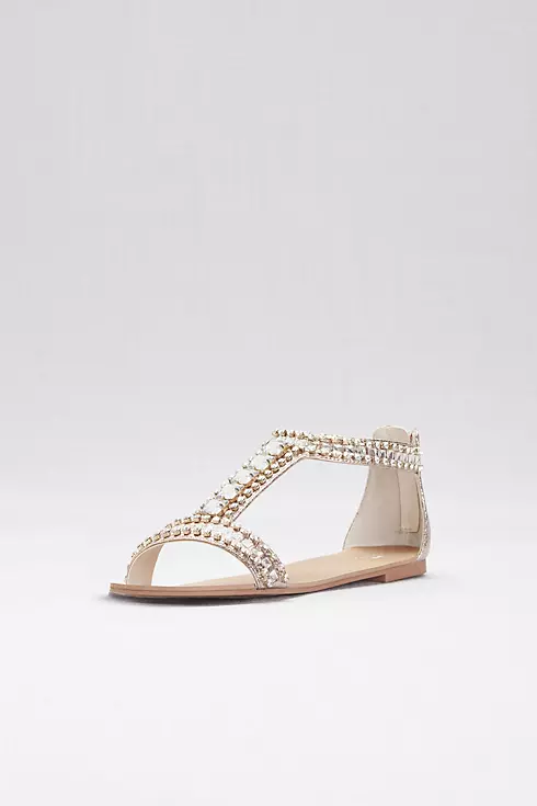 Crystal and Jewel Embellished Flat Sandals Image 1