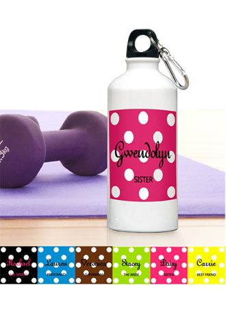 Personalized Polka Dot Water Bottle Image