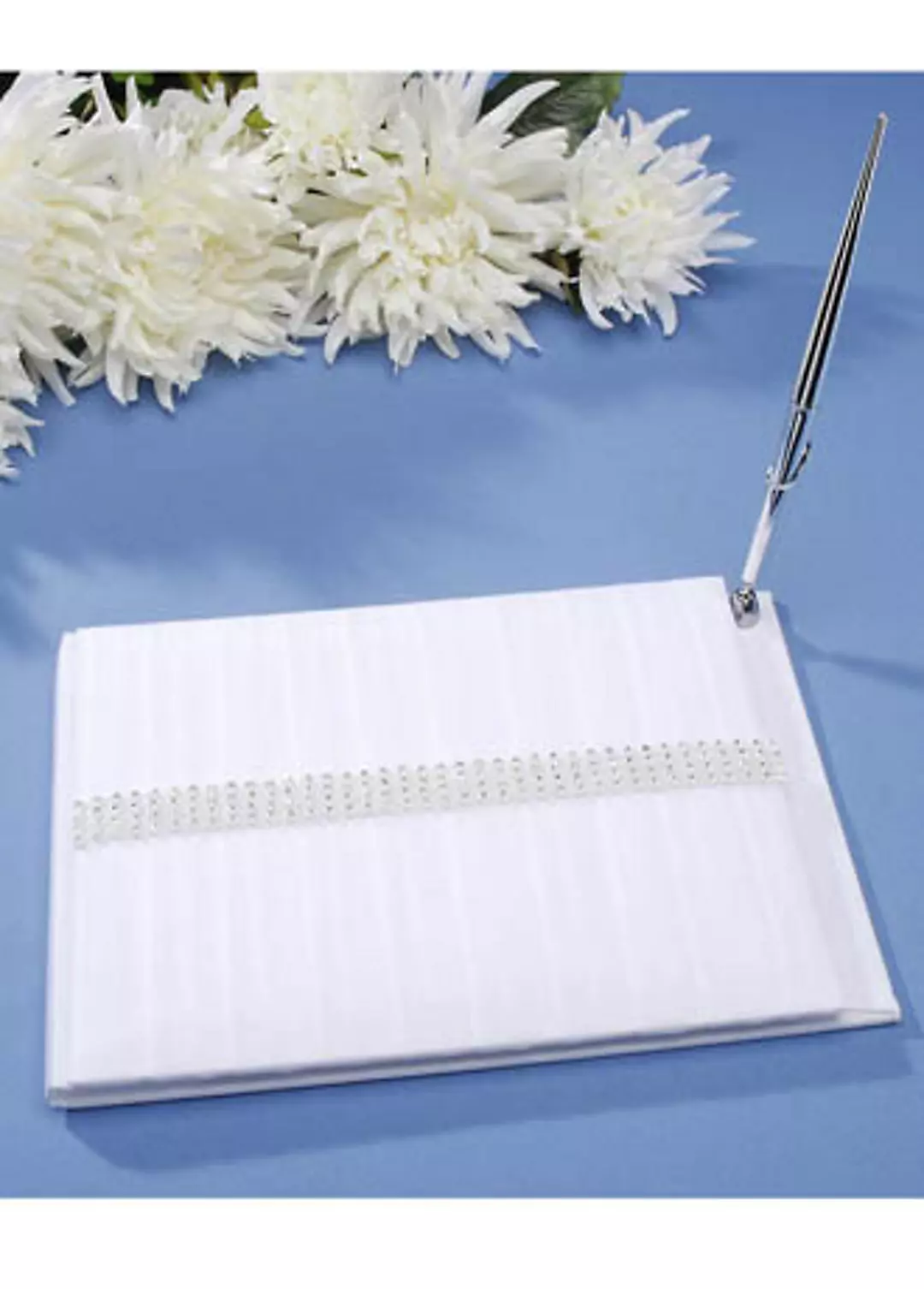 Pleated Guest book with Rhinestone and Pen  Image