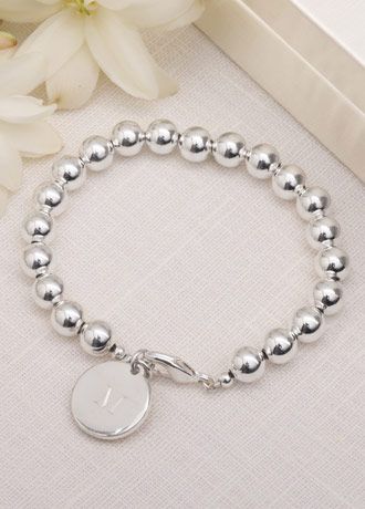 Personalized Silver Plated Bead Bracelet Image
