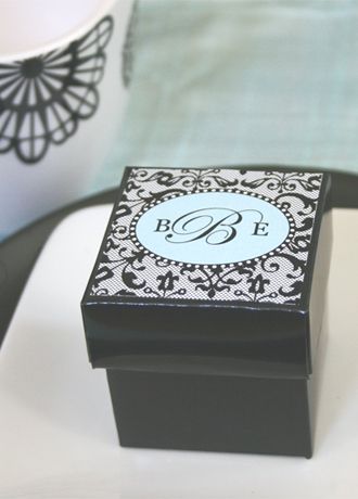 Personalized Square Damask Labels Sheet of 20 Image
