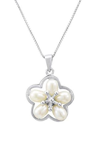 Sterling Silver Freshwater Pearl Flower Pendant Image