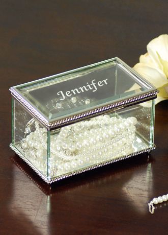 Engraved Beveled Glass Jewelry Box Image