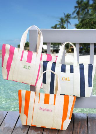 DB Exclusive Personalized Striped Canvas Tote Image