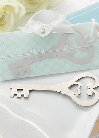 Key to My Heart Heart Shaped Key Bookmark Favor Image