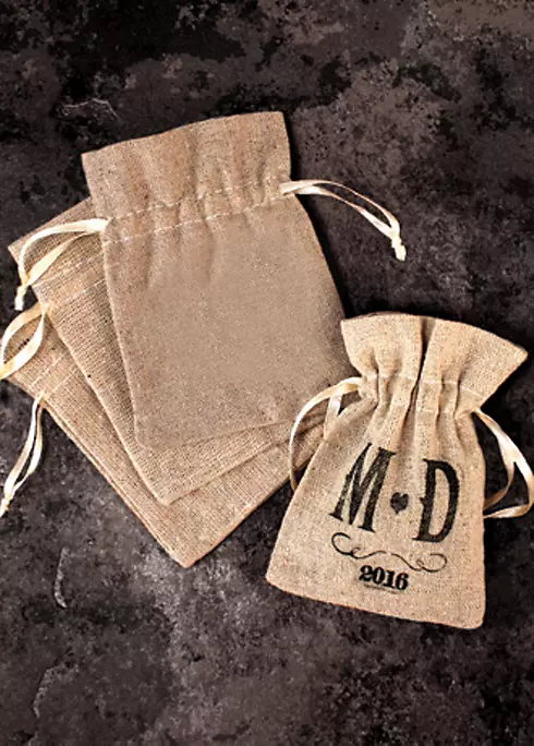 Mini Linen Drawstring Pouch Plain Package of 12 Image 1
