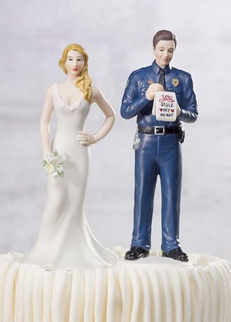 Policeman Wedding cake topper Groom top Bride Cop Police heart or moon