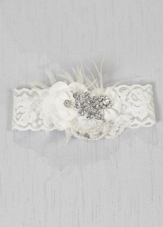Personalized Rhinestone Pearl Vintage Lace Garter A91393