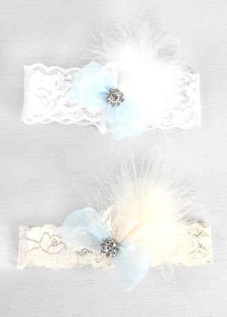 DB Exclusive Vintage Lace Blue Bow Garter Image