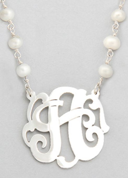Initial Sterling Silver Pearl Necklace Image
