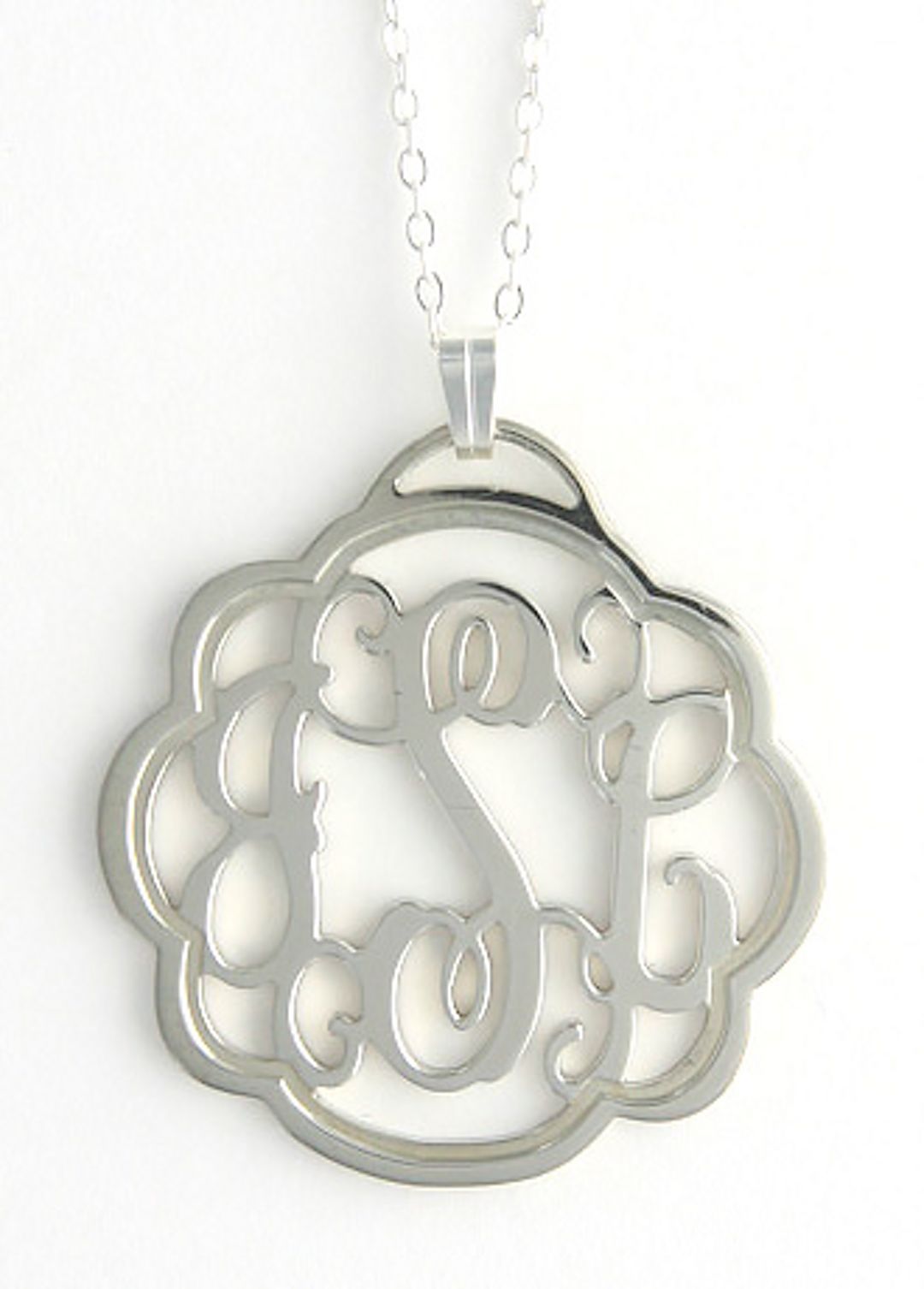 Personalized Pewter Flourish Filigree Necklace Image 1