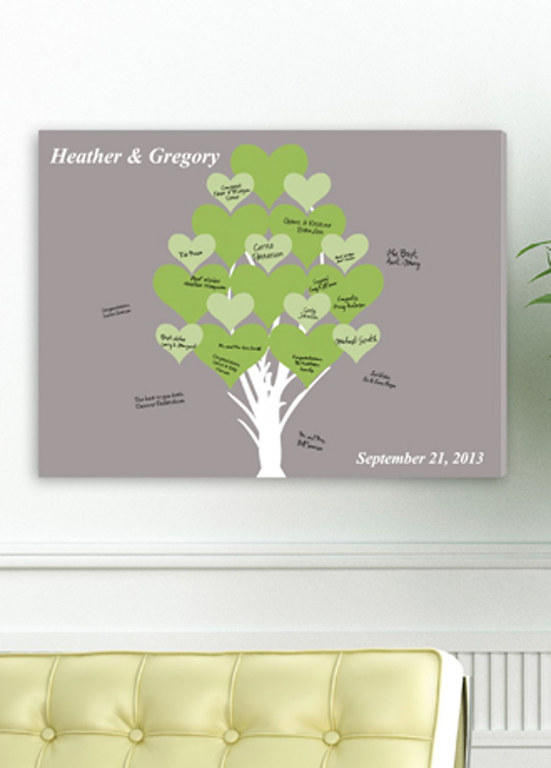 Personalized Blooming Hearts Signature Canvas Image 1