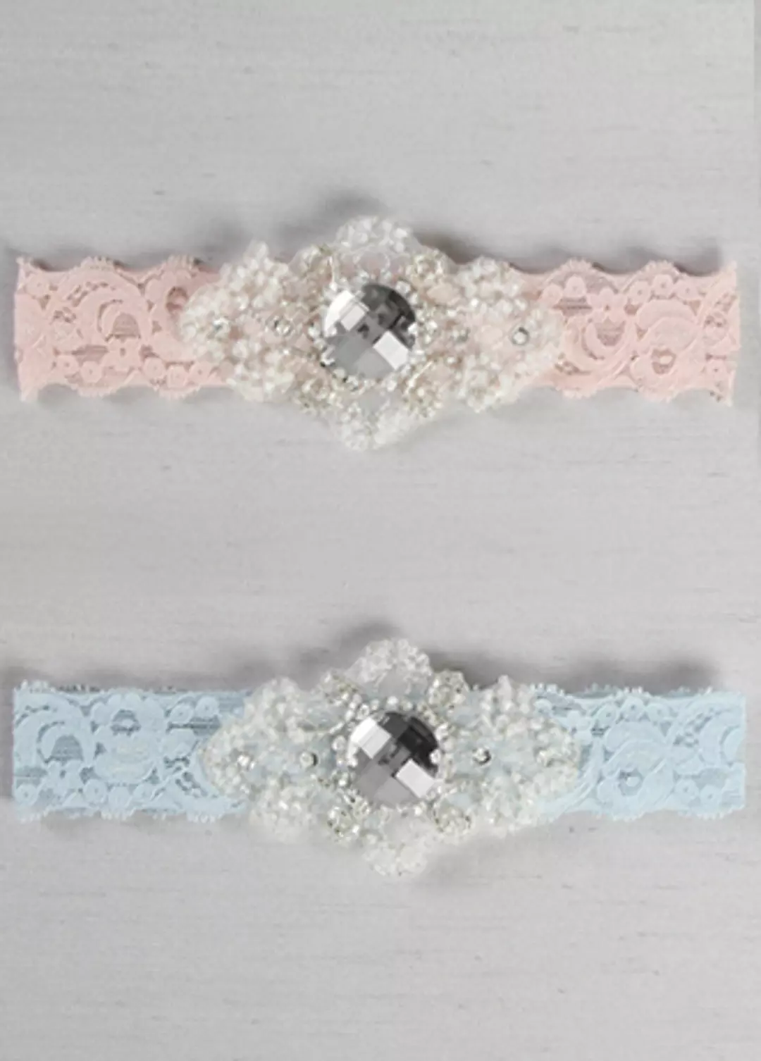 Stretch Lace Garter with Stone and Bead Applique Image