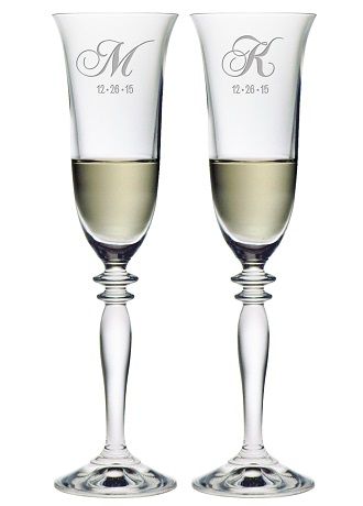 Bellagram Personalized 8 oz. Contemporary Champagne Flutes, Letter