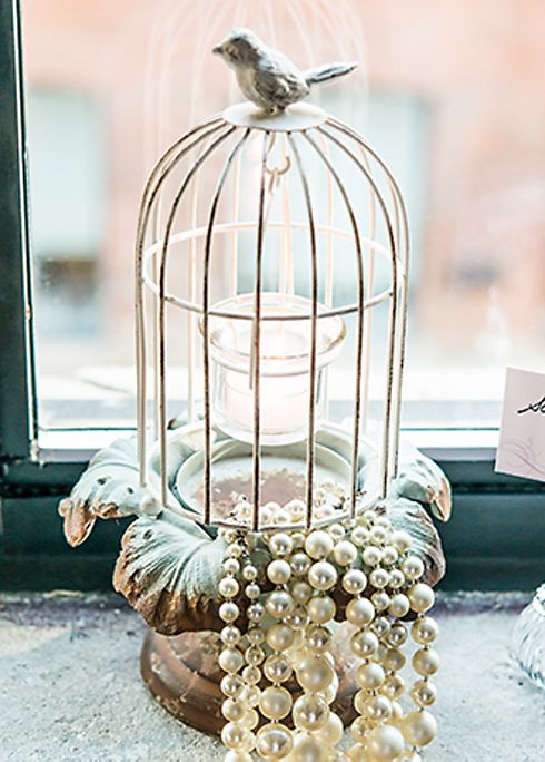 Metal Birdcage with Suspended Tealight Holder Image