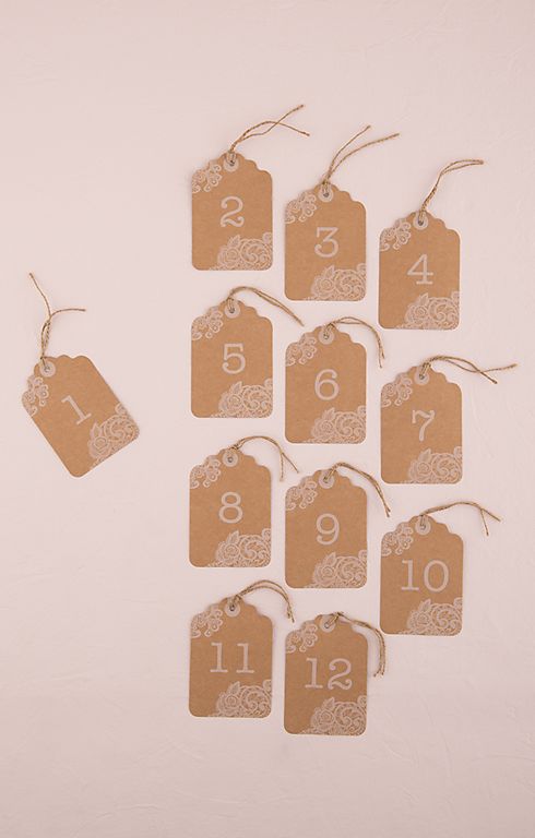 Large Kraft Tags with Vintage Numbers Set of 12 Image 2