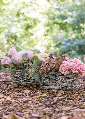 White Wash Wicker Basket with Liner David's Bridal