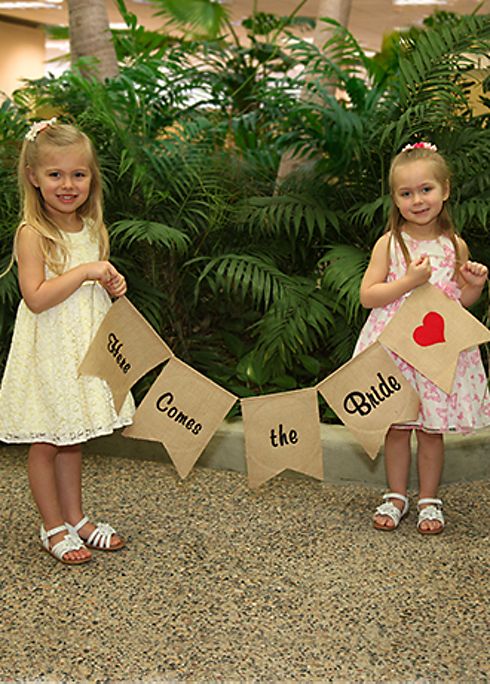 Here Comes the Bride Burlap Banner Image 1
