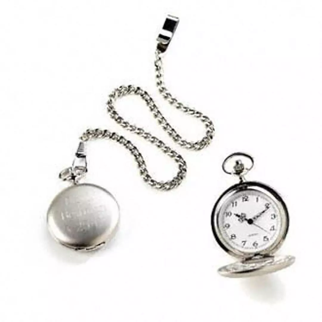 Personalized Silver Brushed Pocket Watch Image