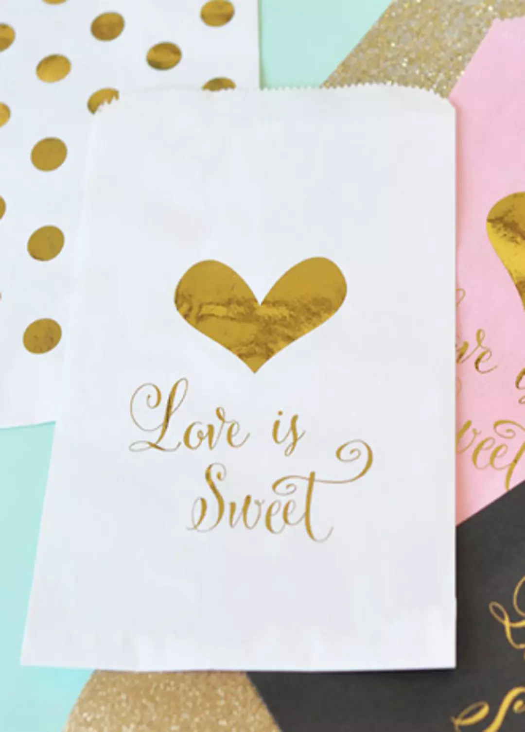 Love is Sweet Foil Candy Buffet Bags Set of 12 Image