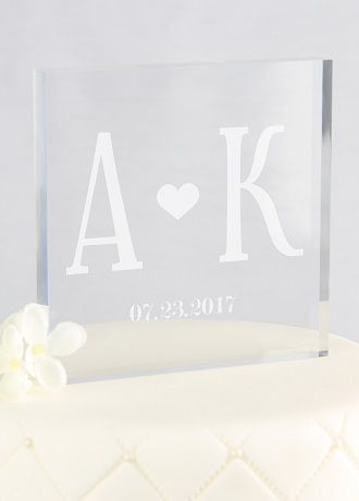 Personalized Initials Square Acrylic Cake Topper A91720