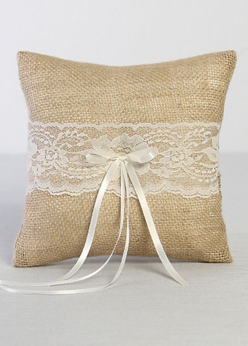 DB Exclusive Burlap and Lace Ring Bearer Pillow Image 1