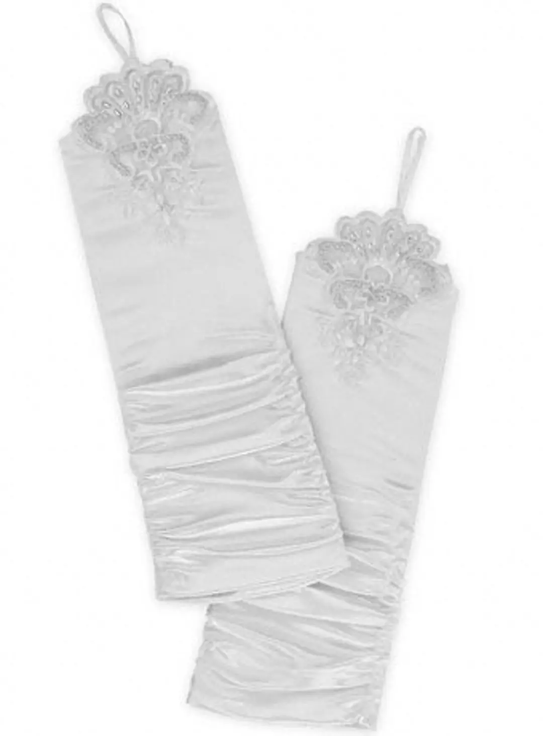 Ruched Lace Embellished Bridal Gauntlet Image