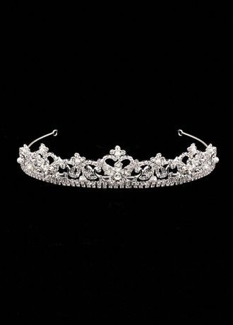 Tall Silver Tiara accented with a Crystal Design Image