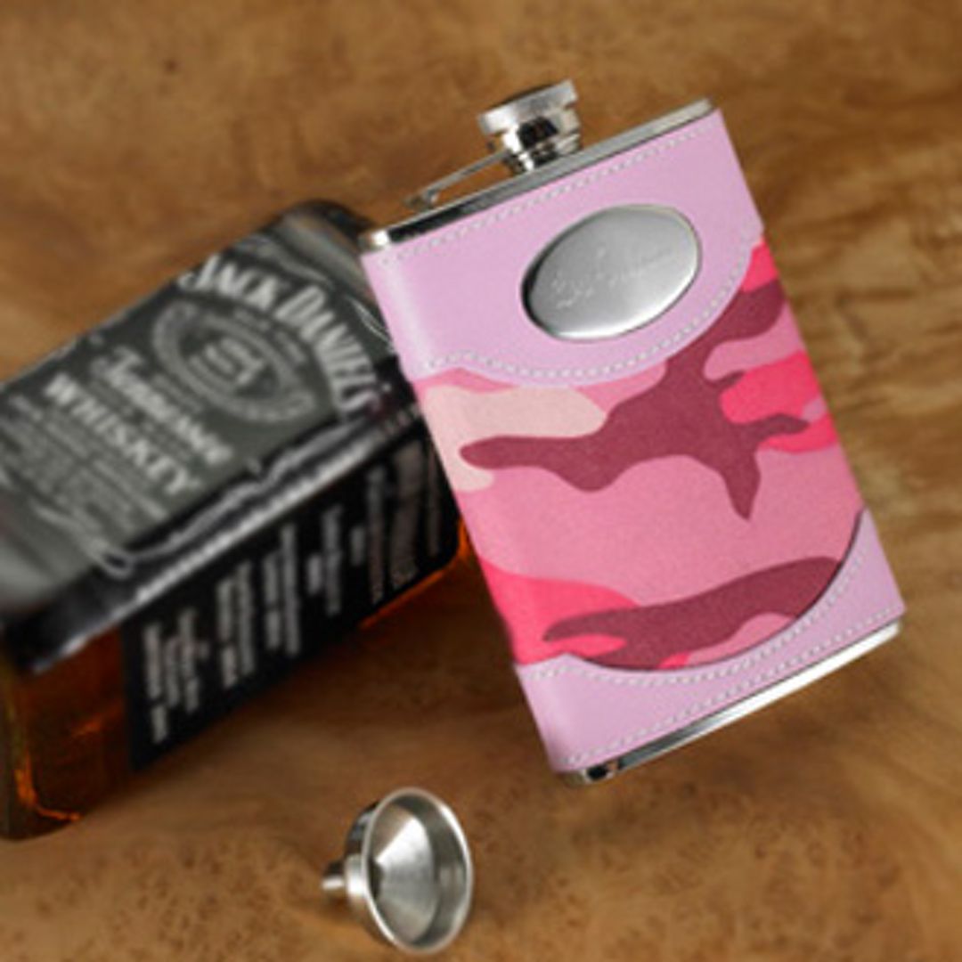 Personalized Pink Camouflage Flask Image 2