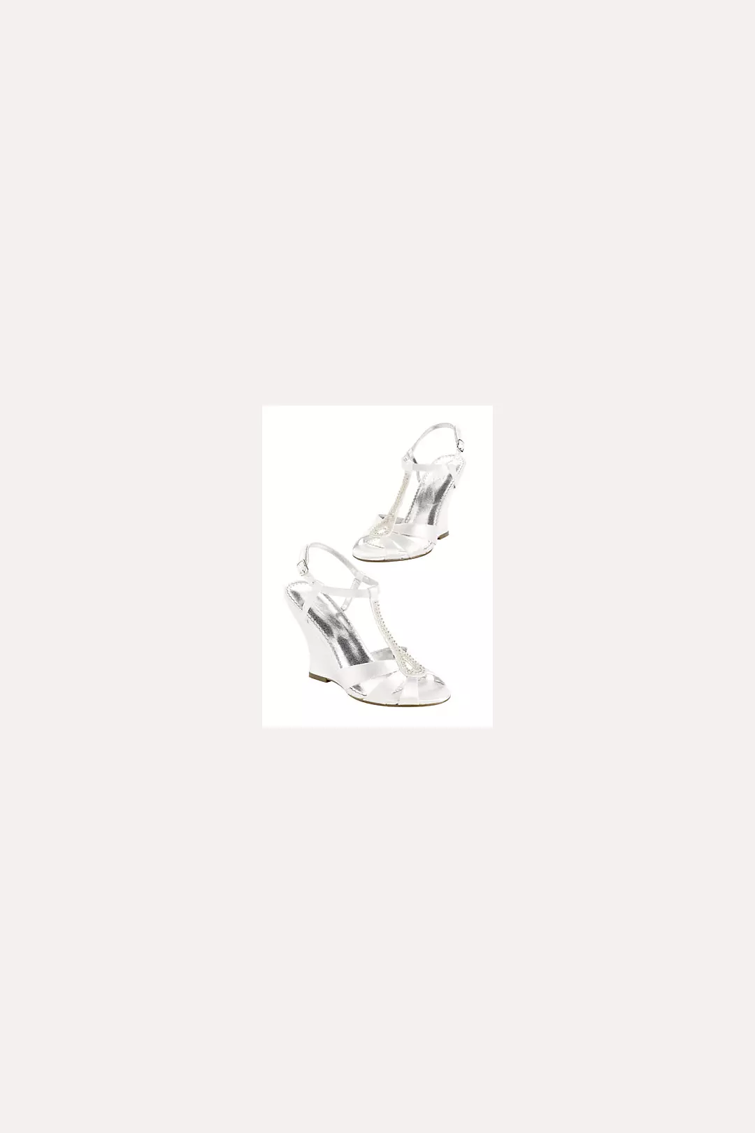 Dyeable High Heel Wedge Sandal with Beaded T-Strap Image
