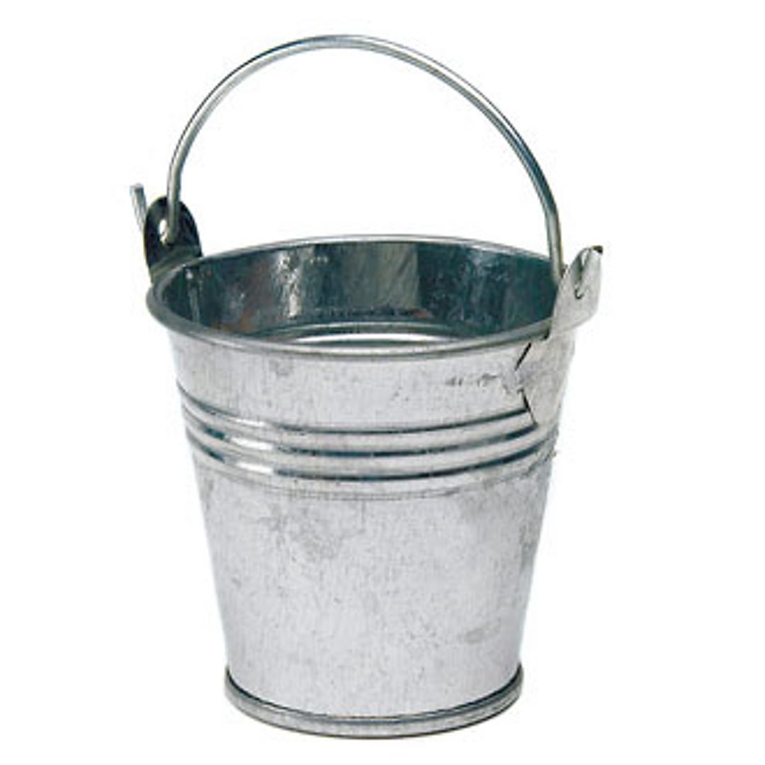  Miniature Silver Metal Pails Pack of 12 Image 1