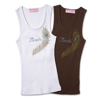 Crystal Bride Tank Top with peacock feather accent Image