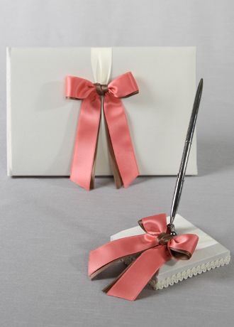 DB Exclusive Double Ribbon Guest Book & Penholder David's Bridal