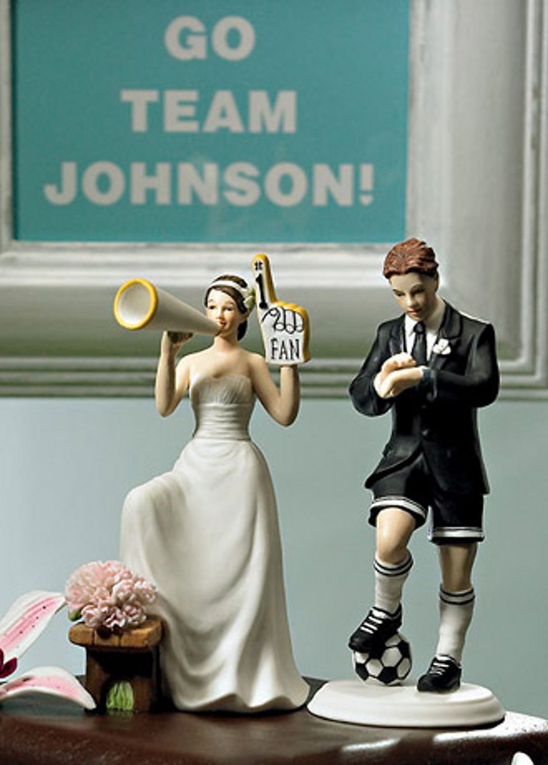 Number 1 Fan Cheering Bride Cake Topper Image 1