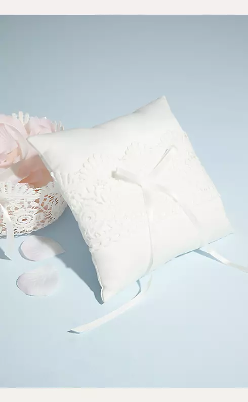 Satin and Crochet Lace Ring Pillow Image 1