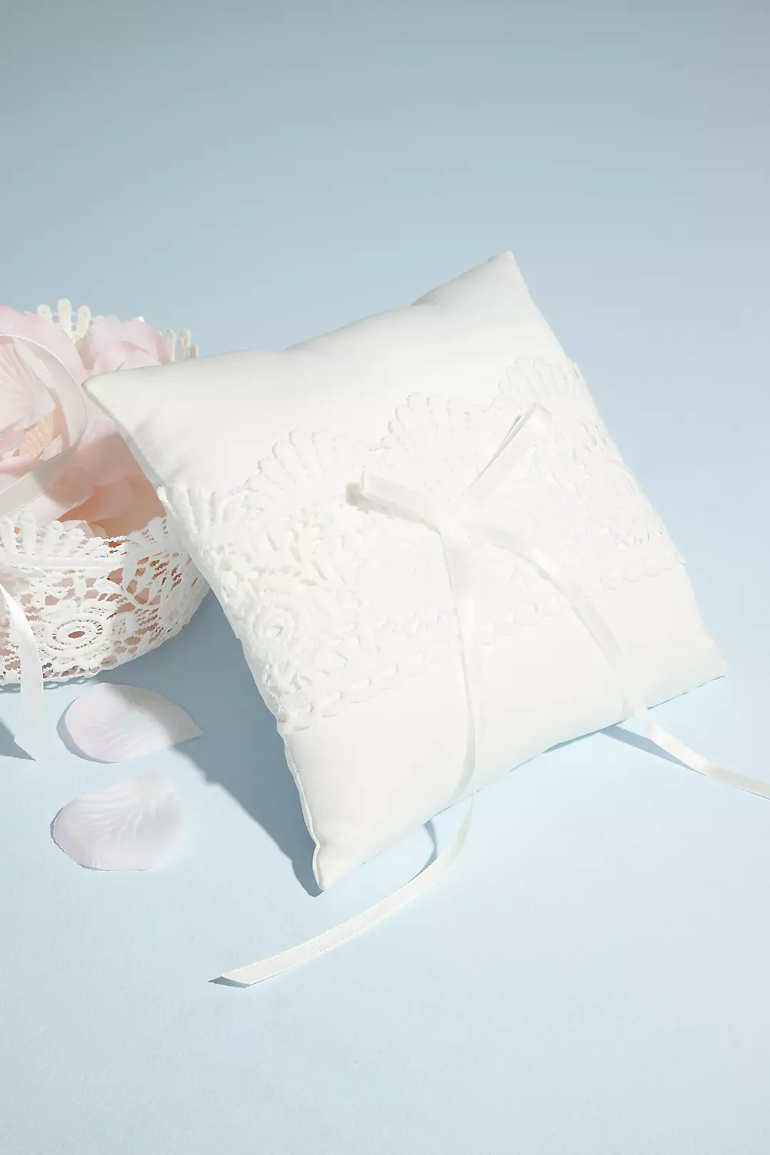 Satin and Crochet Lace Ring Pillow Image