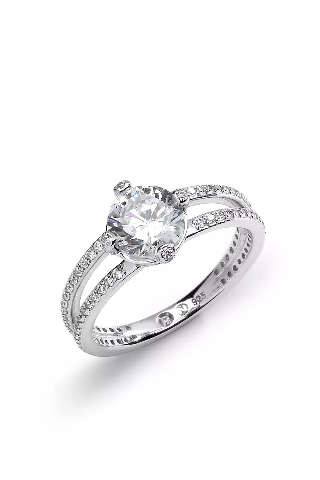 Double Band Cubic Zirconia Solitaire Ring Image 2