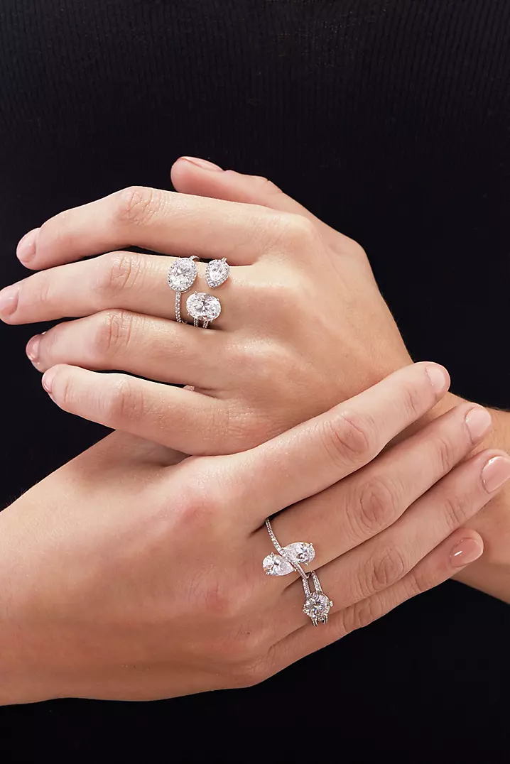 Engagement Ring Cubic Zirconia Solitaire and on Band Rhodium on Sterling Silver Engagement Ring Cubic Zirconia Solitaire and on Band Rhodium on Sterling Silver